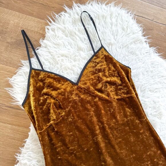 1.State Gold Crush Velvet Midi Slip Dress | Size M - Picture 3 of 10